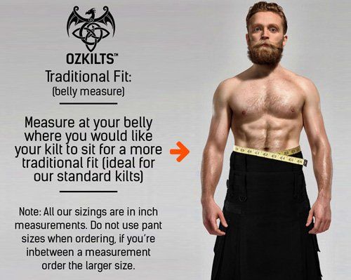 Kilts size guide comfort fit