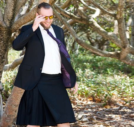 man standing on a rock wearing ozkilts kilt